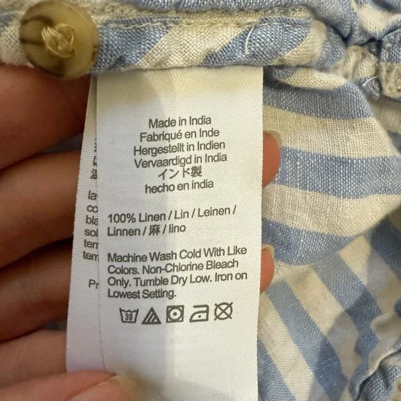 J‎ Crew Baird McNutt Irish Linen Striped Button Down Shirt Womens XL Blue White - Picture 9 of 10